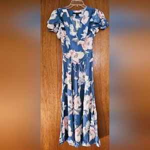 French Connection Floral Dress size: 0 blue